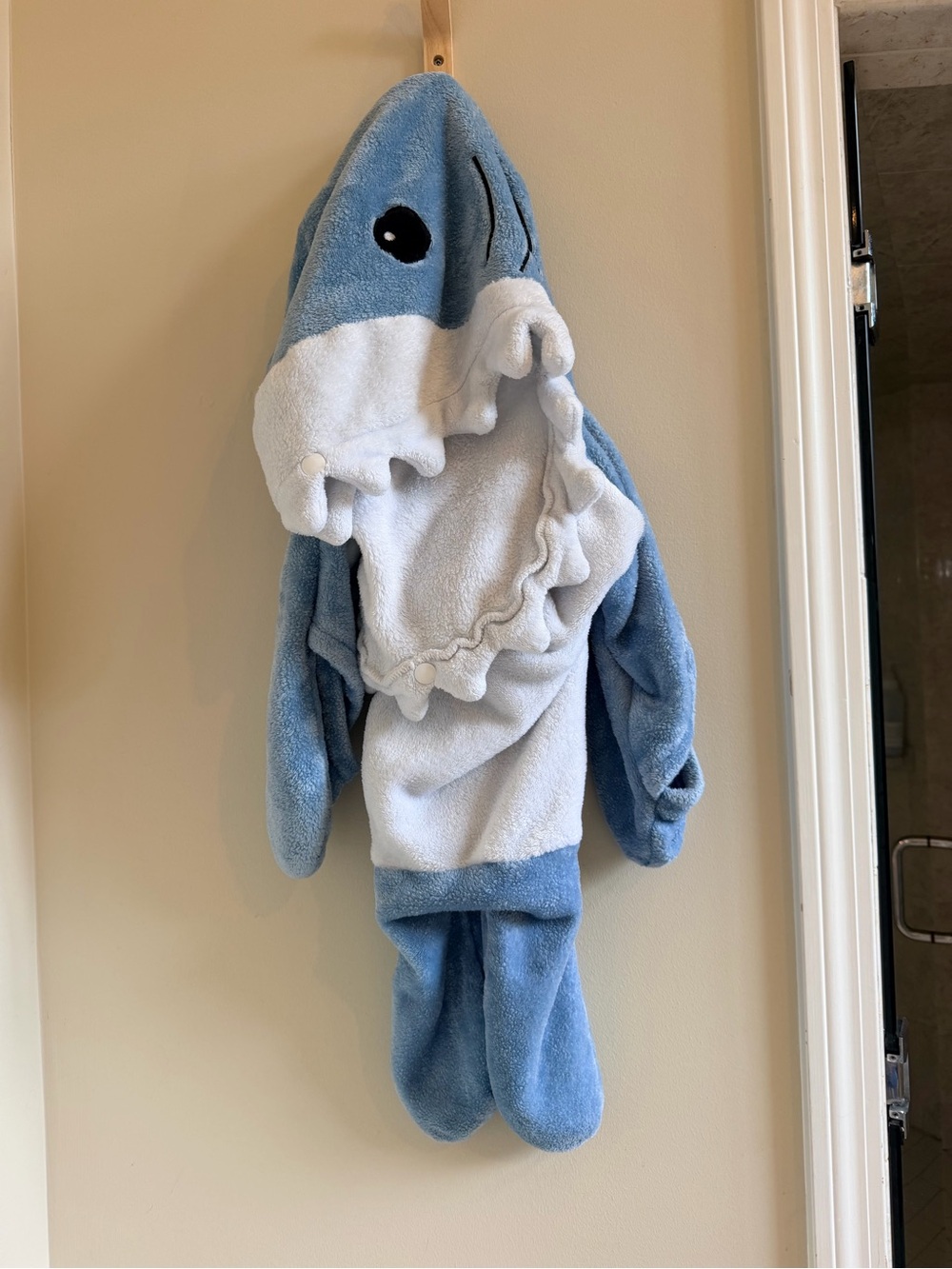 Blue and white shark blanket kids size small